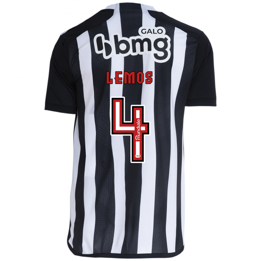 Gyermek Mauricio Lemos #4 Fehér Fekete Hazai Jersey 2024/25 Mez Póló Ing