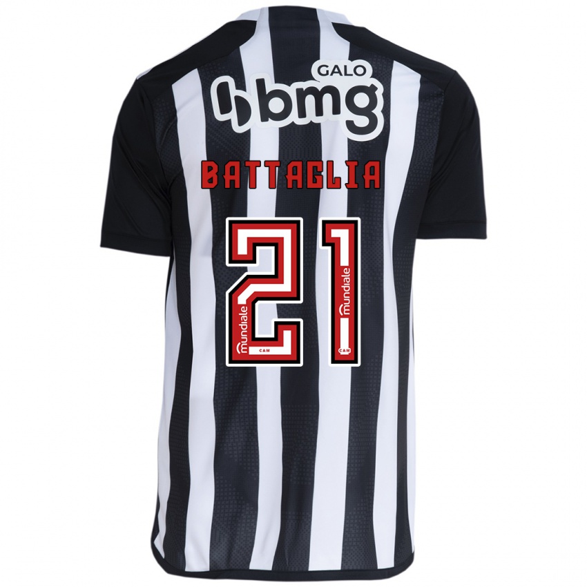 Gyermek Rodrigo Battaglia #21 Fehér Fekete Hazai Jersey 2024/25 Mez Póló Ing