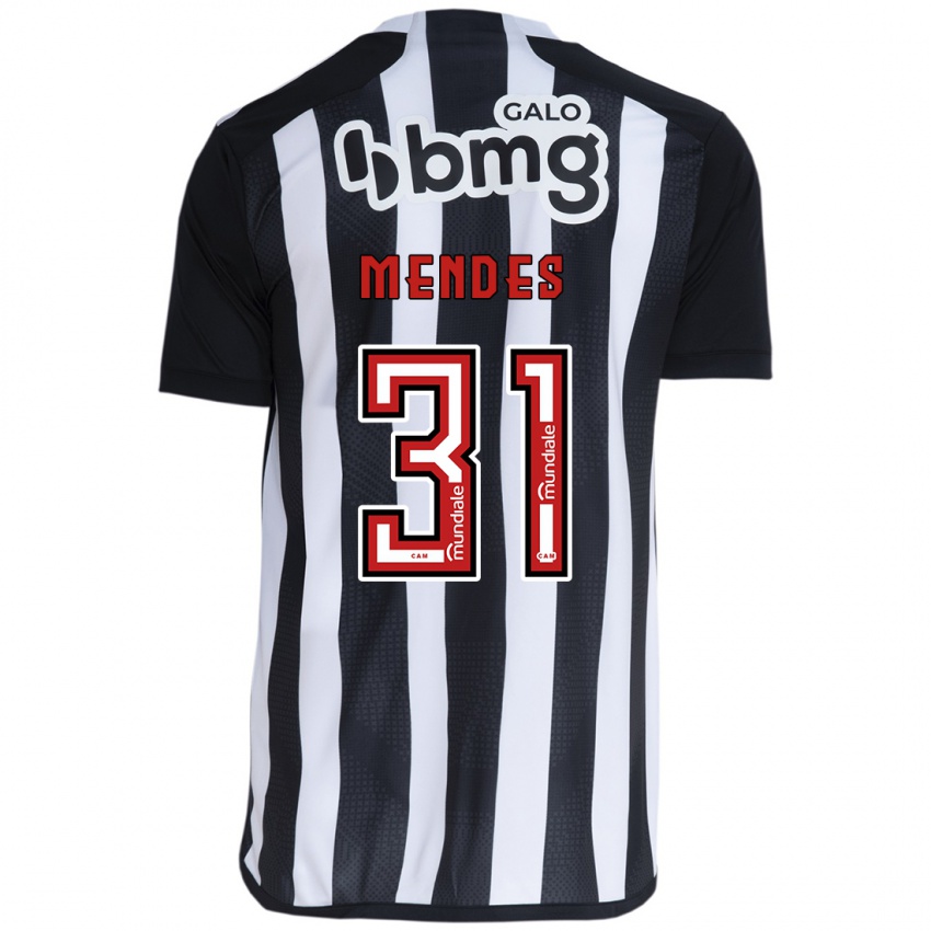 Gyermek Matheus Mendes #31 Fehér Fekete Hazai Jersey 2024/25 Mez Póló Ing