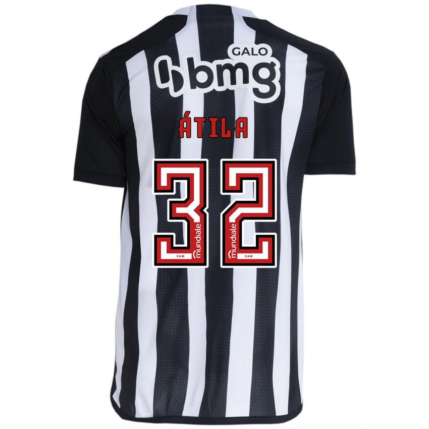 Gyermek Gabriel Átila #32 Fehér Fekete Hazai Jersey 2024/25 Mez Póló Ing