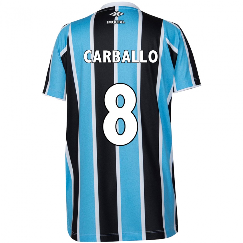 Gyermek Felipe Carballo #8 Kék Fekete Fehér Hazai Jersey 2024/25 Mez Póló Ing