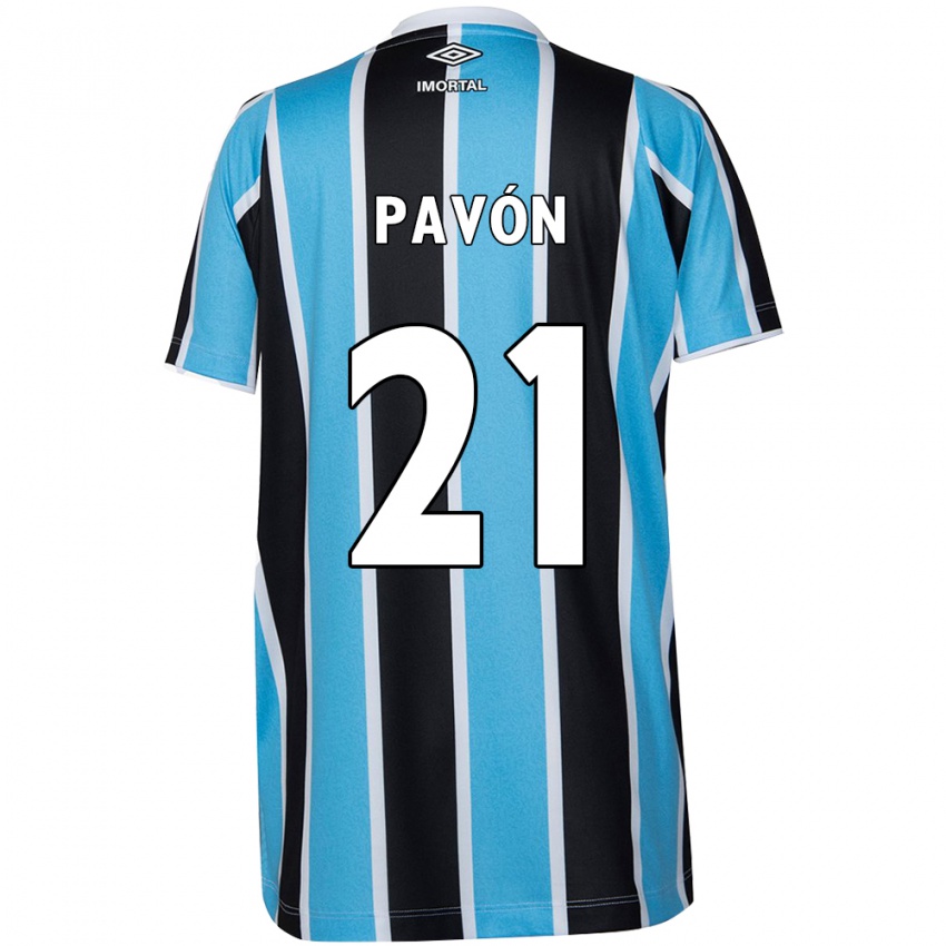 Gyermek Cristian Pavon #21 Kék Fekete Fehér Hazai Jersey 2024/25 Mez Póló Ing