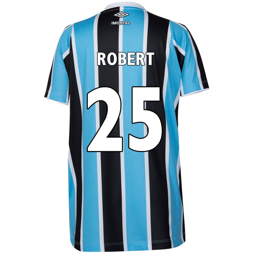 Gyermek Jhonata Robert #25 Kék Fekete Fehér Hazai Jersey 2024/25 Mez Póló Ing