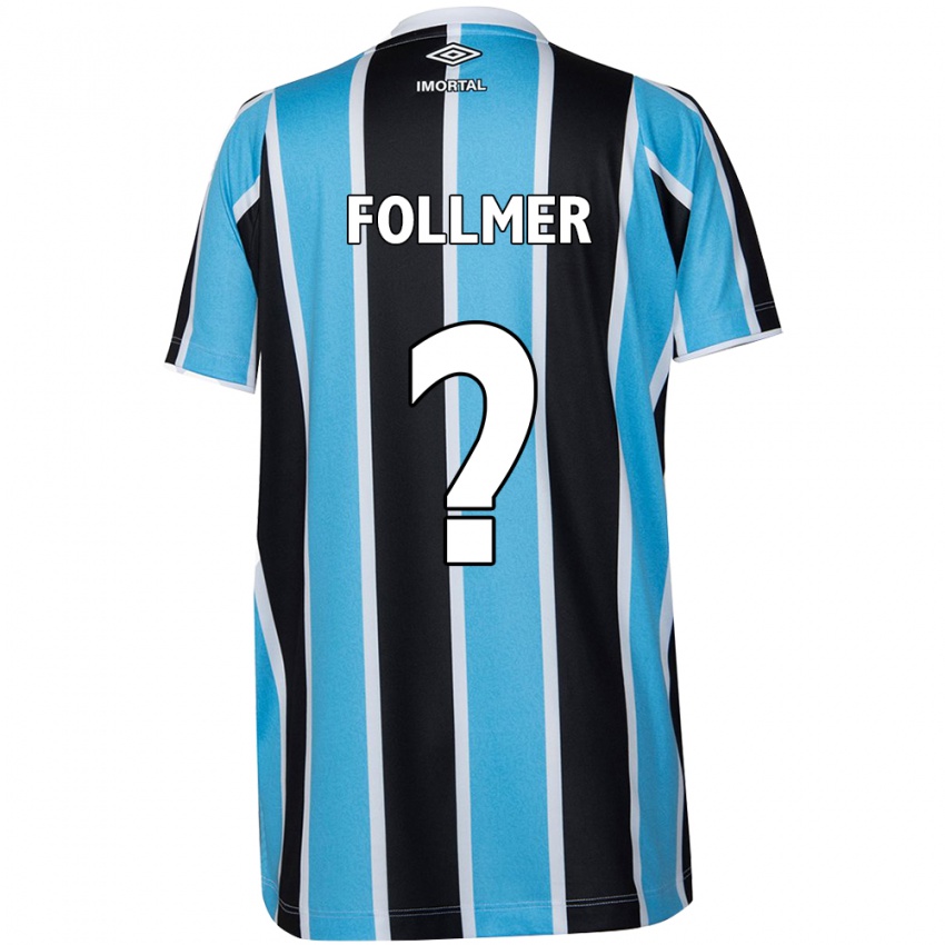 Gyermek Luan Follmer #0 Kék Fekete Fehér Hazai Jersey 2024/25 Mez Póló Ing