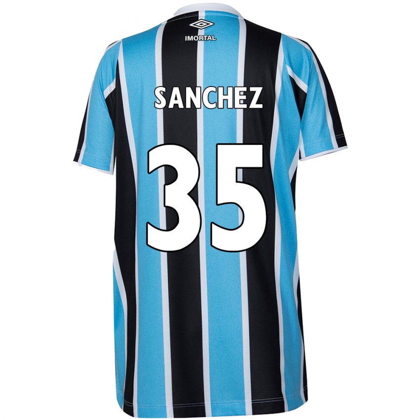 Gyermek Lari Sanchez #35 Kék Fekete Fehér Hazai Jersey 2024/25 Mez Póló Ing