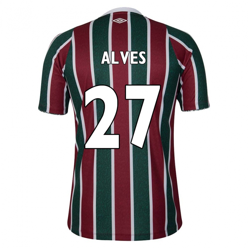 Gyermek Felipe Alves #27 Zöld Barna Fehér Hazai Jersey 2024/25 Mez Póló Ing