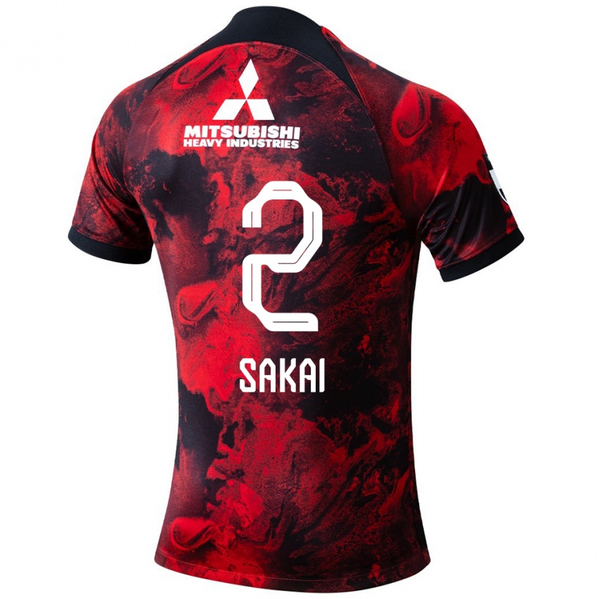 Gyermek Hiroki Sakai #2 Piros Fekete Hazai Jersey 2024/25 Mez Póló Ing