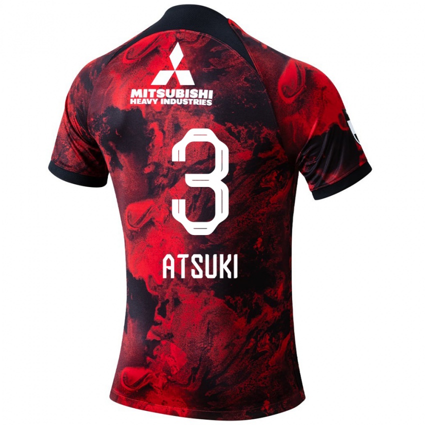 Gyermek Atsuki Ito #3 Piros Fekete Hazai Jersey 2024/25 Mez Póló Ing