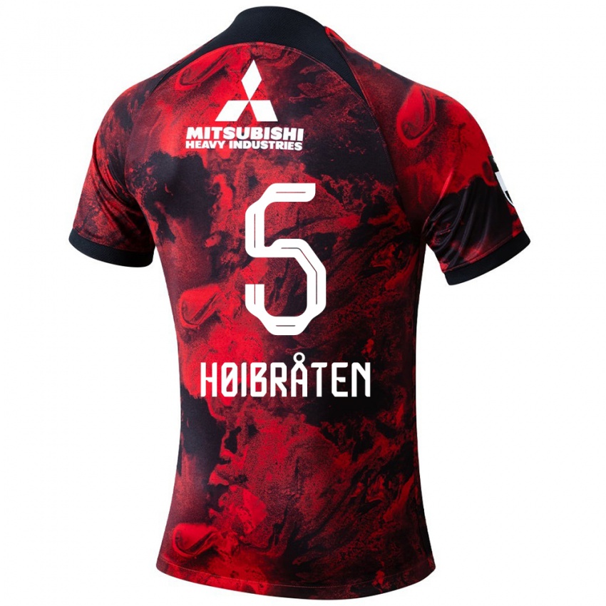 Gyermek Marius Høibråten #5 Piros Fekete Hazai Jersey 2024/25 Mez Póló Ing