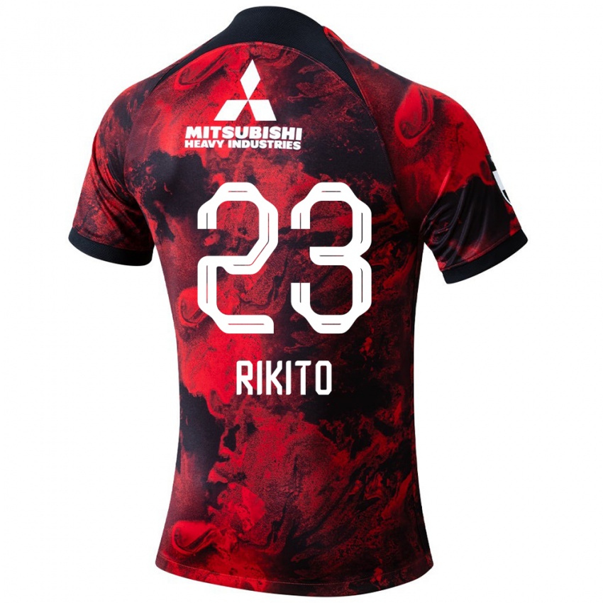 Gyermek Rikito Inoue #23 Piros Fekete Hazai Jersey 2024/25 Mez Póló Ing