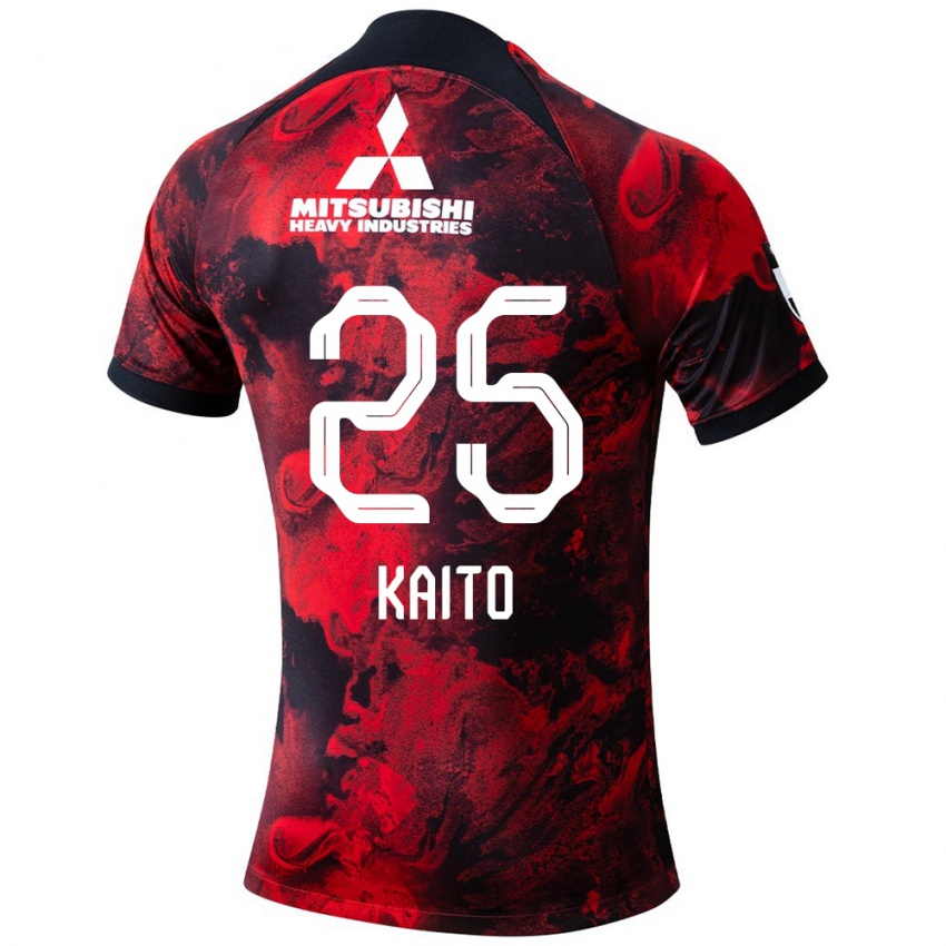 Gyermek Kaito Yasui #25 Piros Fekete Hazai Jersey 2024/25 Mez Póló Ing