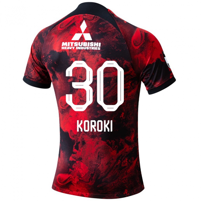 Gyermek Shinzo Koroki #30 Piros Fekete Hazai Jersey 2024/25 Mez Póló Ing