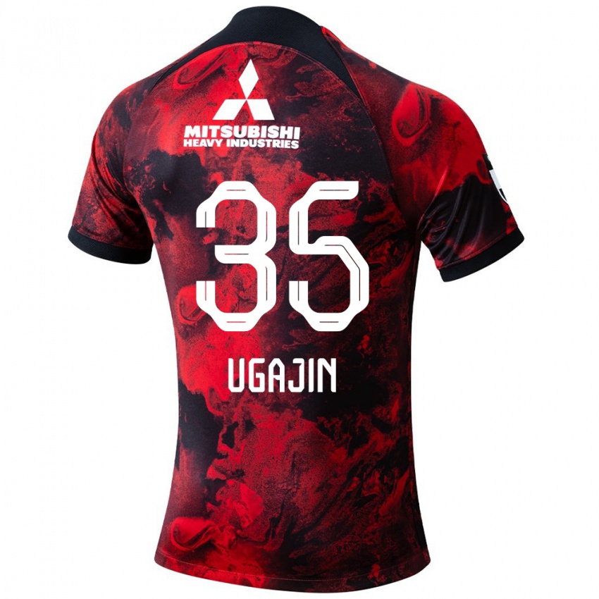 Gyermek Tomoya Ugajin #35 Piros Fekete Hazai Jersey 2024/25 Mez Póló Ing