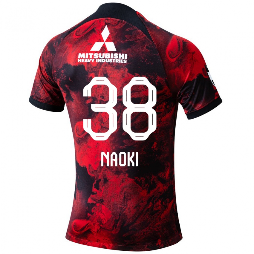 Gyermek Naoki Maeda #38 Piros Fekete Hazai Jersey 2024/25 Mez Póló Ing