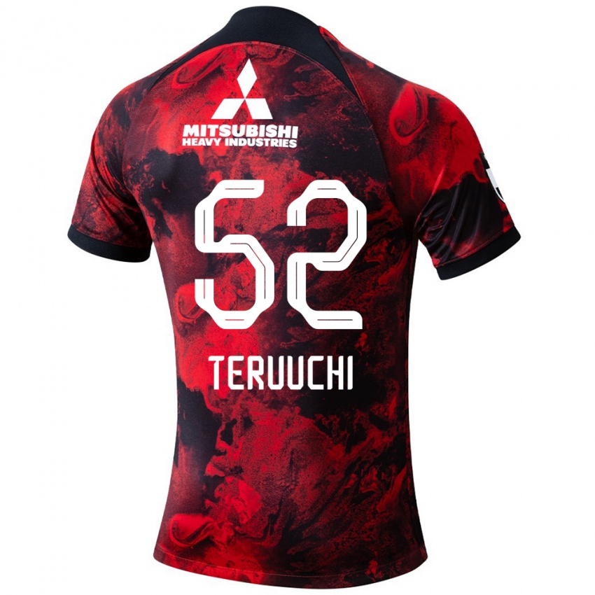 Gyermek Toshikazu Teruuchi #52 Piros Fekete Hazai Jersey 2024/25 Mez Póló Ing