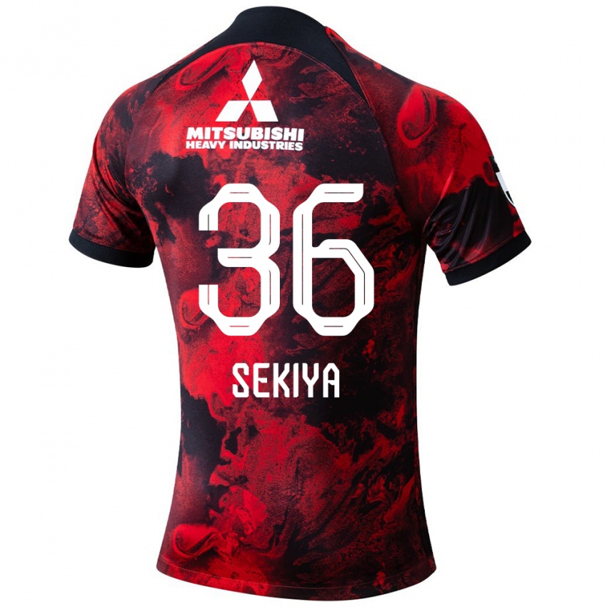 Gyermek Hikaru Sekiya #36 Piros Fekete Hazai Jersey 2024/25 Mez Póló Ing