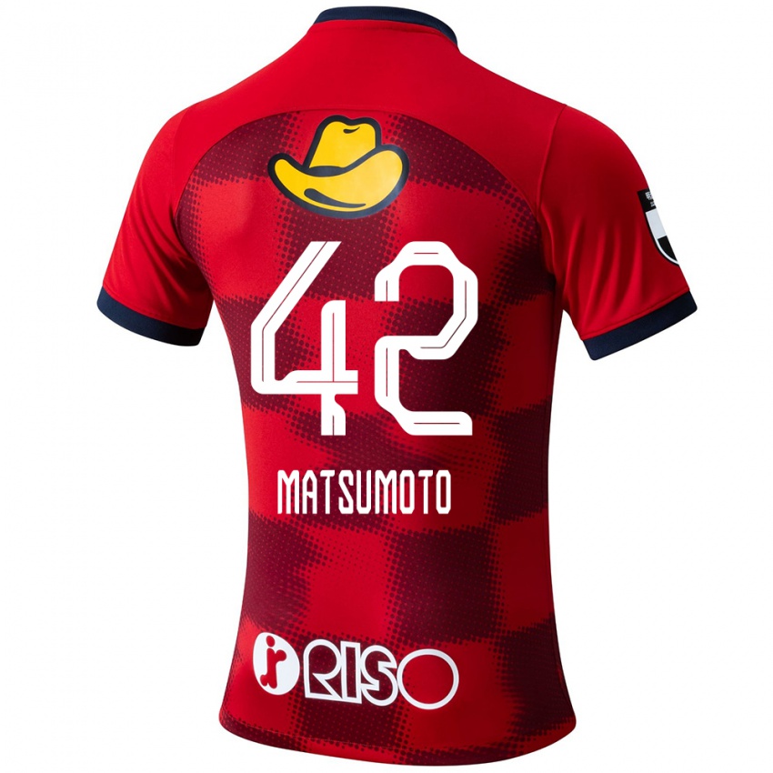 Gyermek Haruto Matsumoto #42 Piros Kék Fehér Hazai Jersey 2024/25 Mez Póló Ing