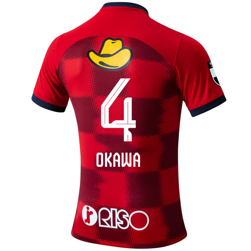 Gyermek Yugo Okawa #4 Piros Kék Fehér Hazai Jersey 2024/25 Mez Póló Ing