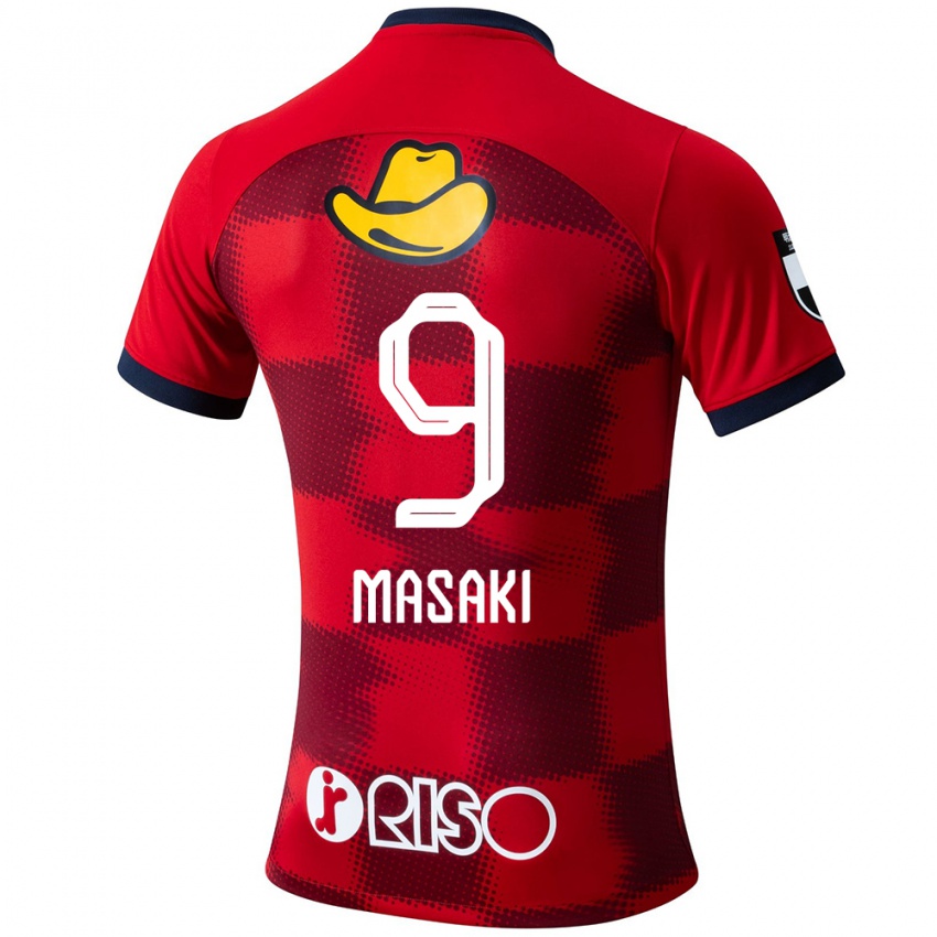 Gyermek Hiroto Masaki #9 Piros Kék Fehér Hazai Jersey 2024/25 Mez Póló Ing