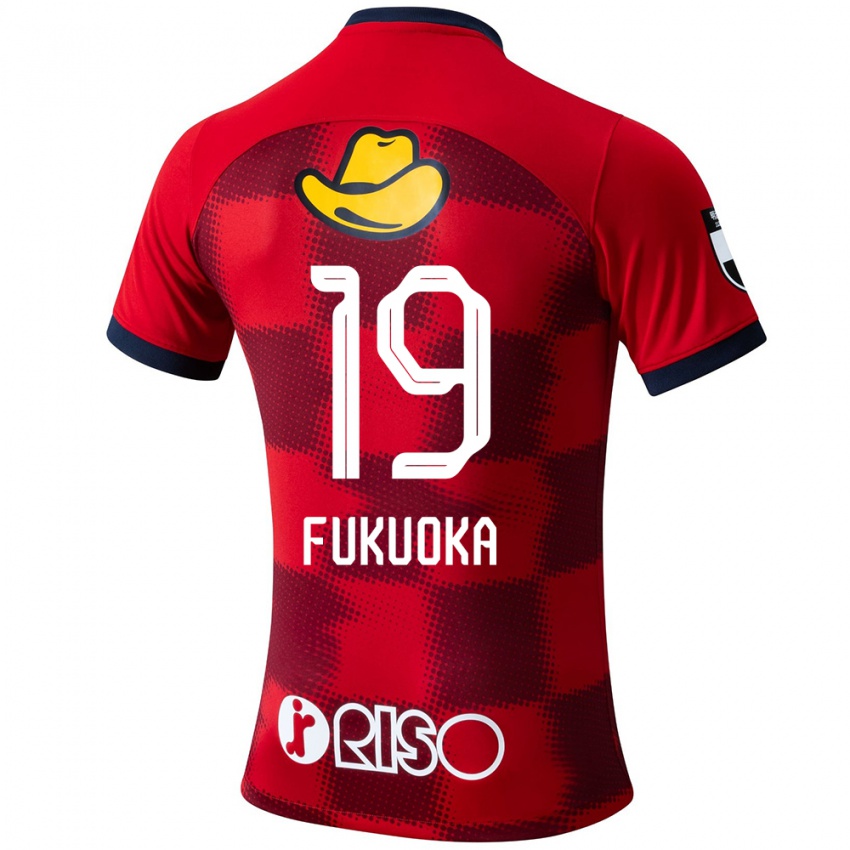 Gyermek Yuwa Fukuoka #19 Piros Kék Fehér Hazai Jersey 2024/25 Mez Póló Ing