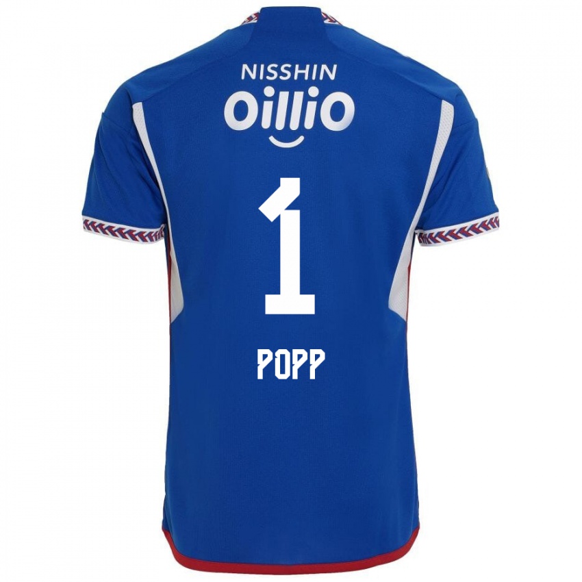 Gyermek William Popp #1 Kék Fehér Piros Hazai Jersey 2024/25 Mez Póló Ing