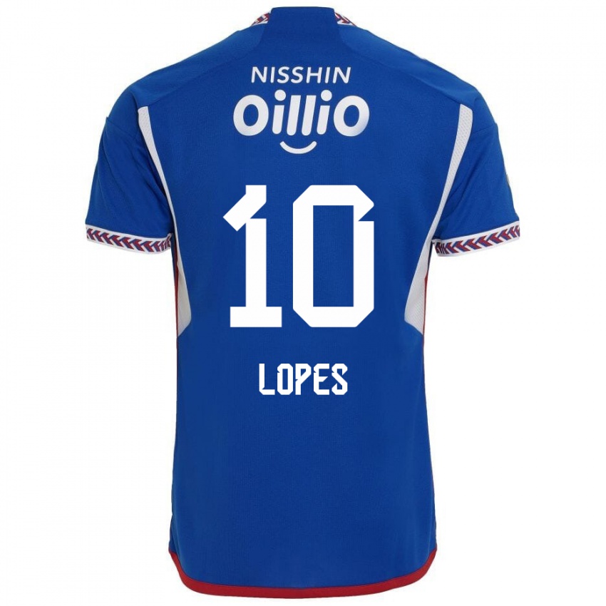 Gyermek Anderson Lopes #10 Kék Fehér Piros Hazai Jersey 2024/25 Mez Póló Ing