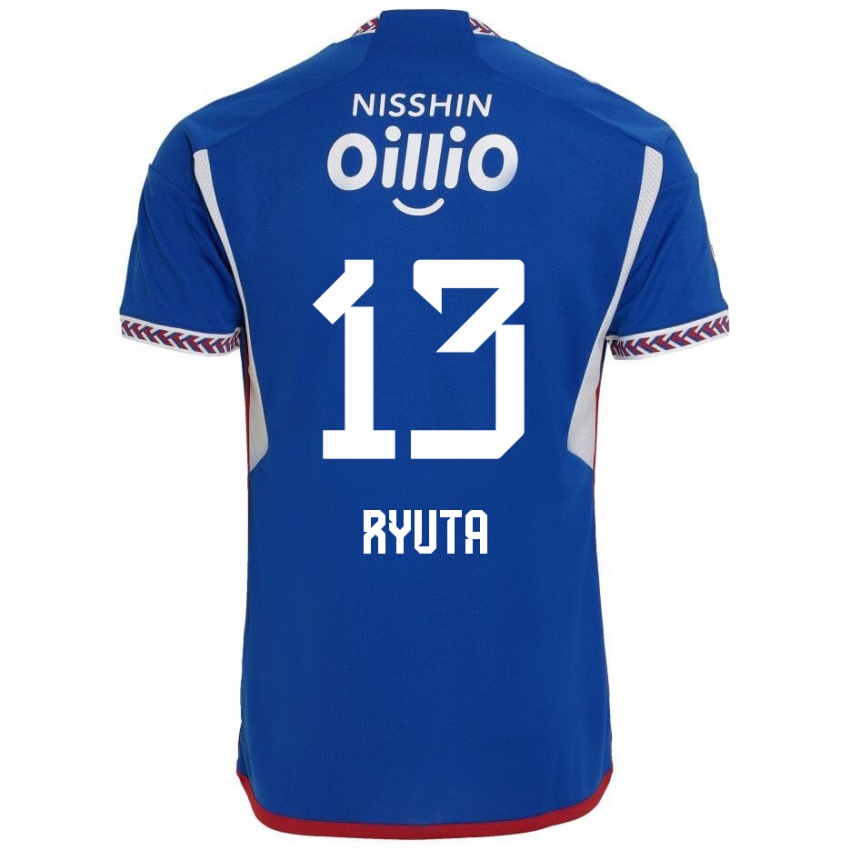 Gyermek Ryuta Koike #13 Kék Fehér Piros Hazai Jersey 2024/25 Mez Póló Ing