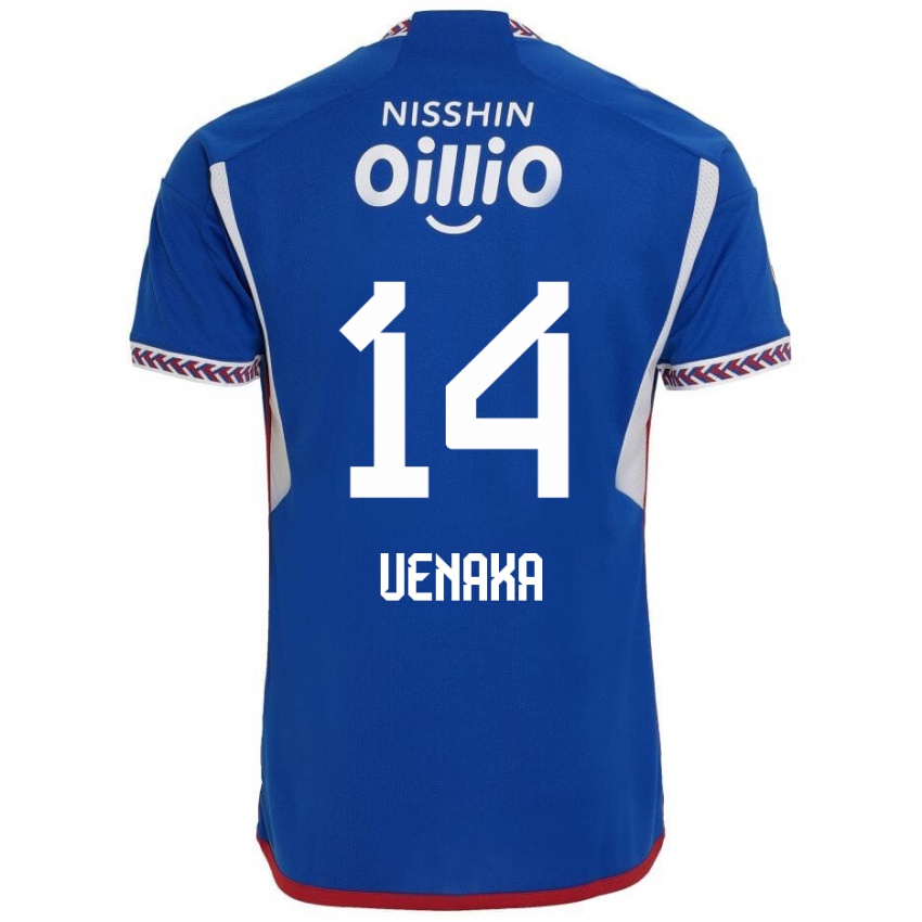 Gyermek Asahi Uenaka #14 Kék Fehér Piros Hazai Jersey 2024/25 Mez Póló Ing