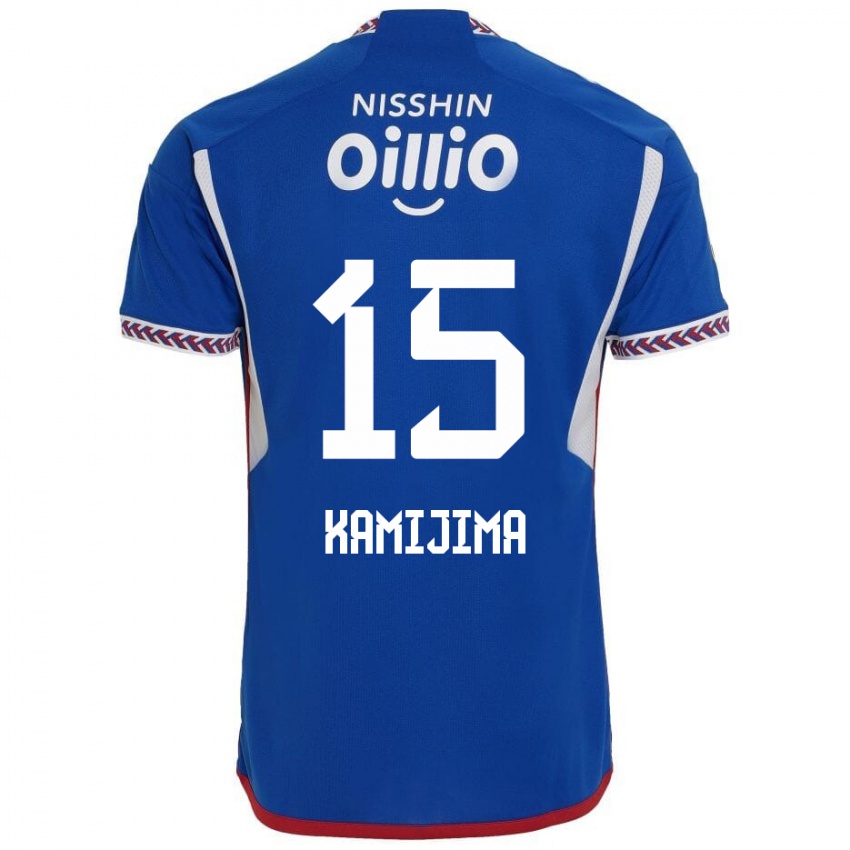 Gyermek Takumi Kamijima #15 Kék Fehér Piros Hazai Jersey 2024/25 Mez Póló Ing