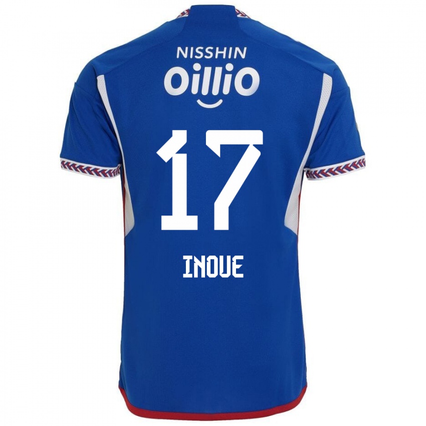 Gyermek Kenta Inoue #17 Kék Fehér Piros Hazai Jersey 2024/25 Mez Póló Ing