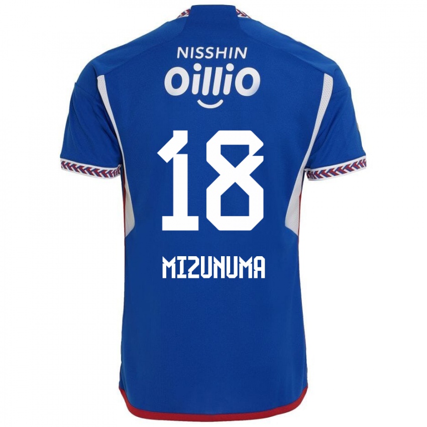 Gyermek Kota Mizunuma #18 Kék Fehér Piros Hazai Jersey 2024/25 Mez Póló Ing