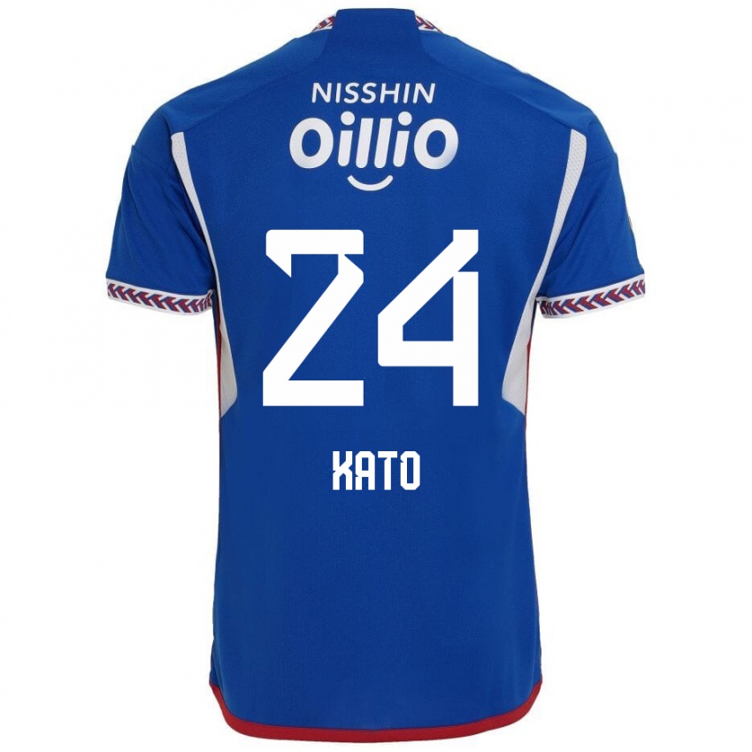 Gyermek Hijiri Kato #24 Kék Fehér Piros Hazai Jersey 2024/25 Mez Póló Ing