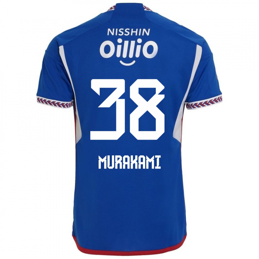 Gyermek Yuhi Murakami #38 Kék Fehér Piros Hazai Jersey 2024/25 Mez Póló Ing