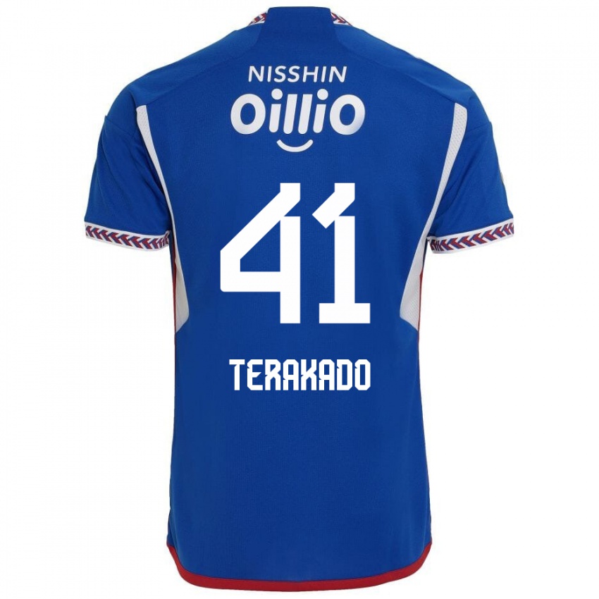 Gyermek Riku Terakado #41 Kék Fehér Piros Hazai Jersey 2024/25 Mez Póló Ing