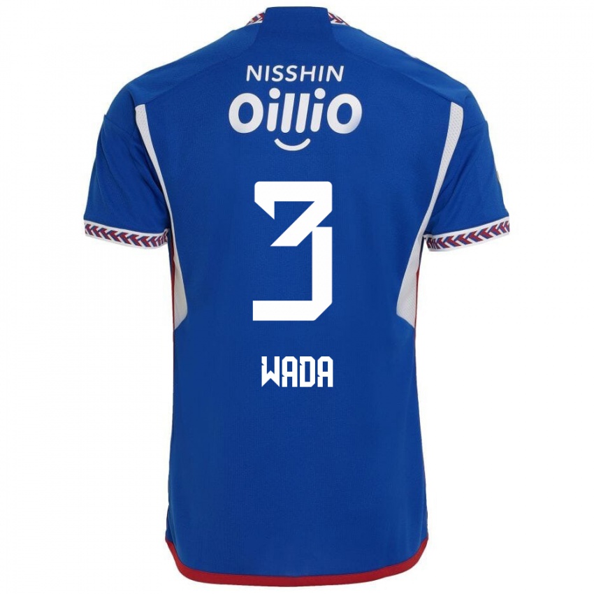 Gyermek Yusei Wada #3 Kék Fehér Piros Hazai Jersey 2024/25 Mez Póló Ing