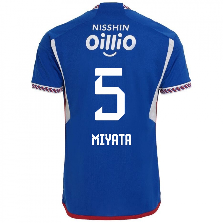 Gyermek Haru Miyata #5 Kék Fehér Piros Hazai Jersey 2024/25 Mez Póló Ing