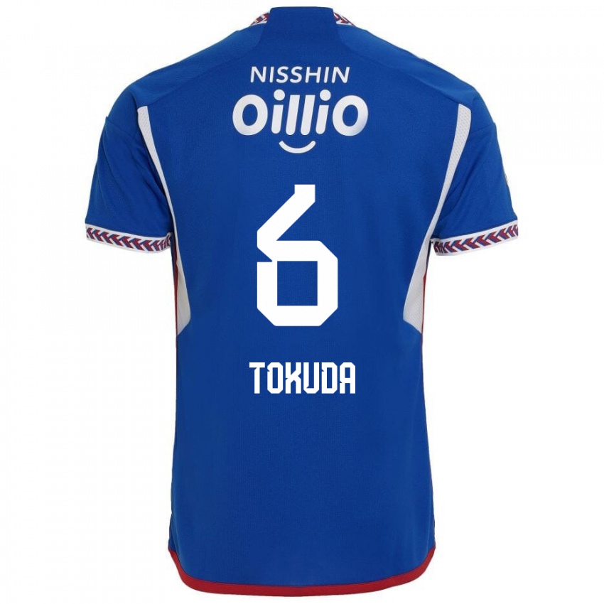 Gyermek Yuma Tokuda #6 Kék Fehér Piros Hazai Jersey 2024/25 Mez Póló Ing