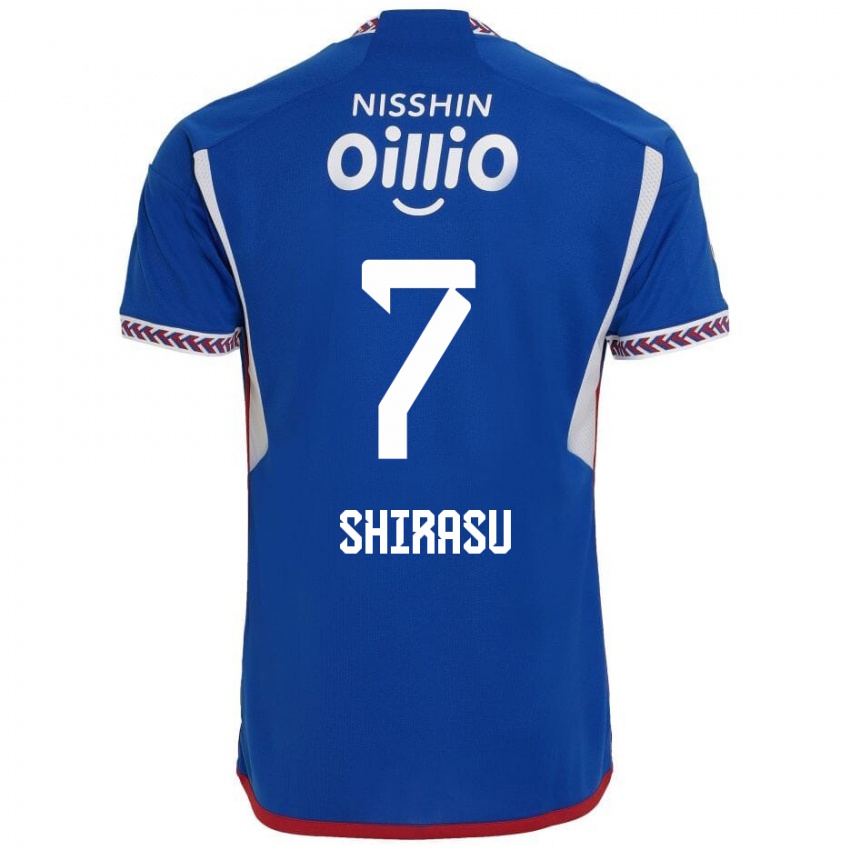 Gyermek Kento Shirasu #7 Kék Fehér Piros Hazai Jersey 2024/25 Mez Póló Ing