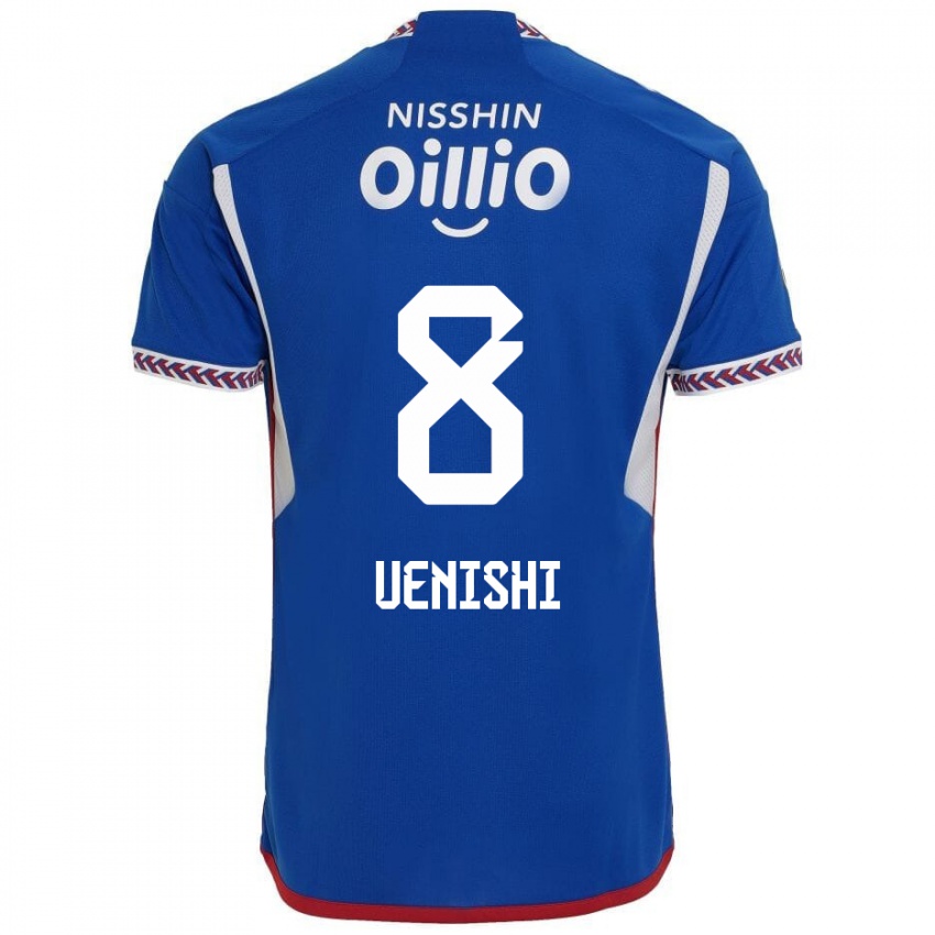 Gyermek Haruki Uenishi #8 Kék Fehér Piros Hazai Jersey 2024/25 Mez Póló Ing