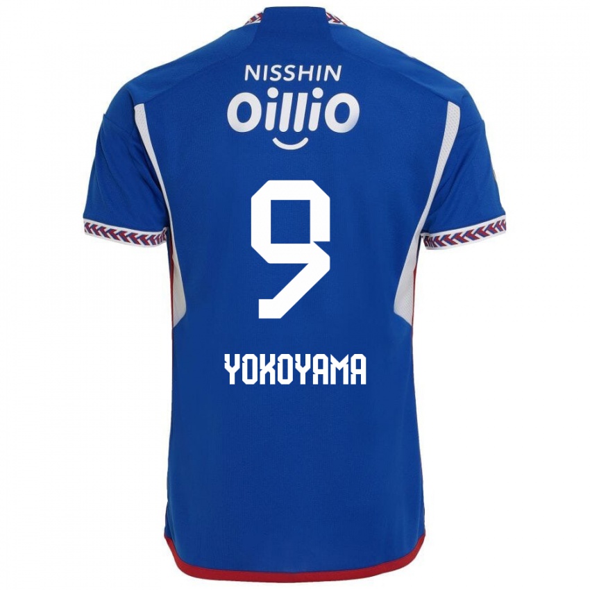 Gyermek Shunsuke Yokoyama #9 Kék Fehér Piros Hazai Jersey 2024/25 Mez Póló Ing