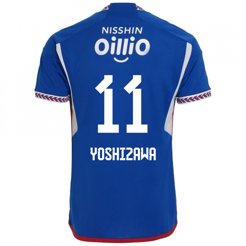 Gyermek Mirai Yoshizawa #11 Kék Fehér Piros Hazai Jersey 2024/25 Mez Póló Ing