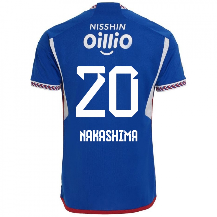 Gyermek Rikuto Nakashima #20 Kék Fehér Piros Hazai Jersey 2024/25 Mez Póló Ing