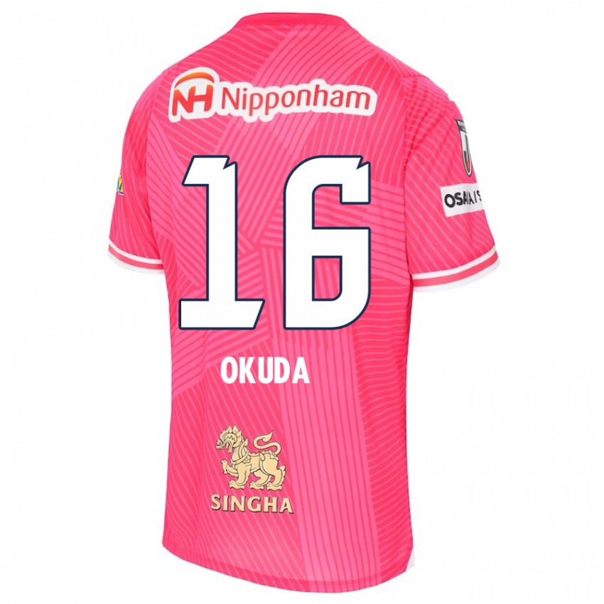 Gyermek Hayato Okuda #16 Rózsaszín Fehér Hazai Jersey 2024/25 Mez Póló Ing