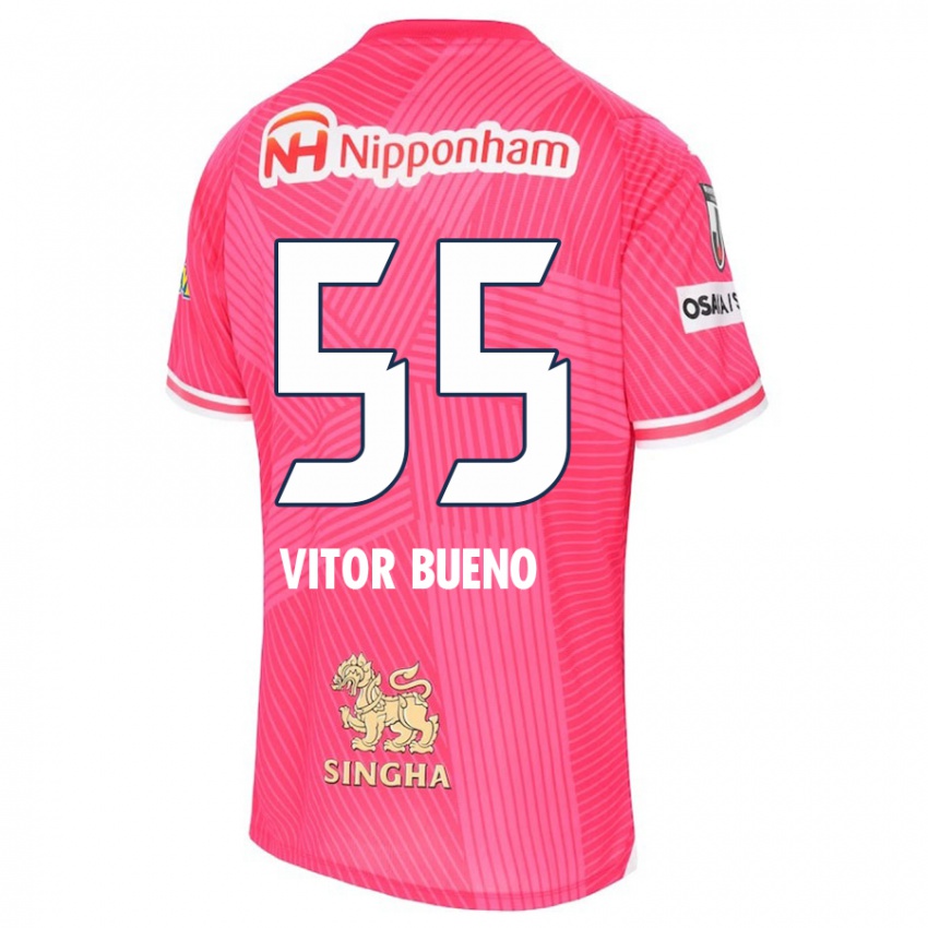 Gyermek Vitor Bueno #55 Rózsaszín Fehér Hazai Jersey 2024/25 Mez Póló Ing