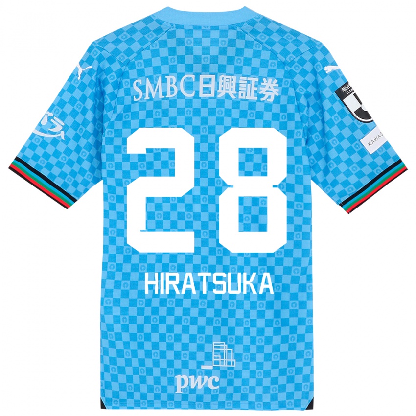 Gyermek Hayato Hiratsuka #28 Azúrkék Hazai Jersey 2024/25 Mez Póló Ing