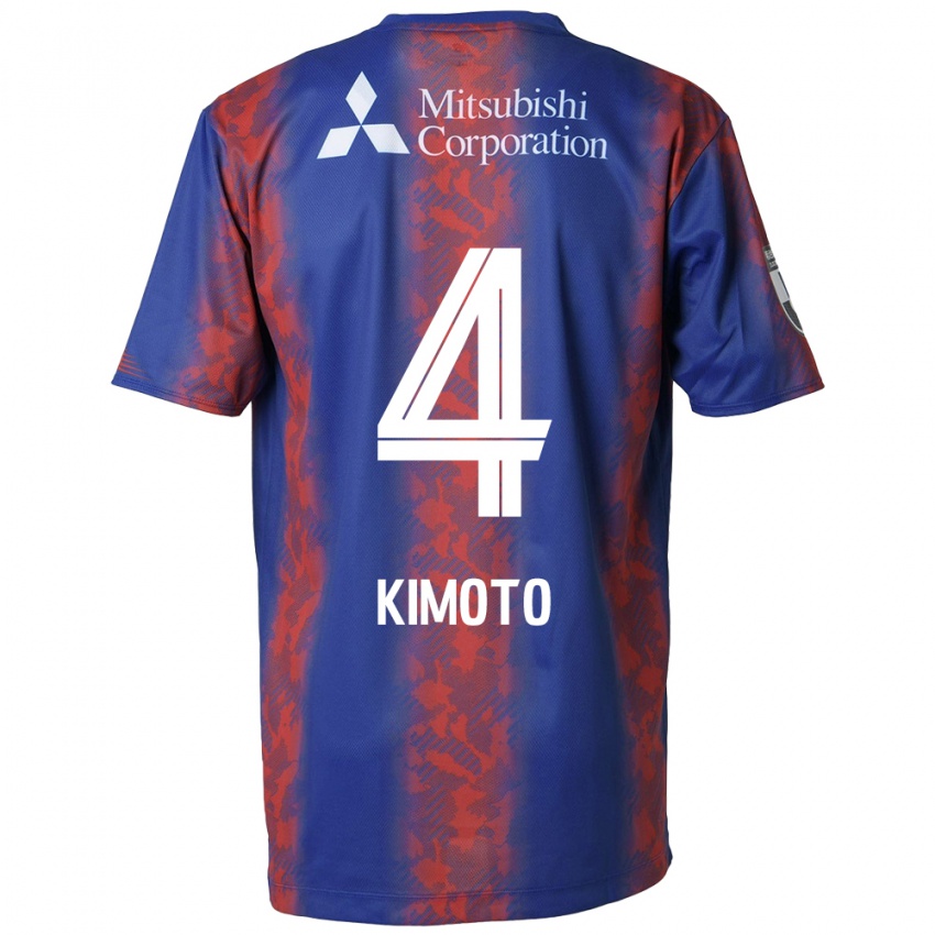 Gyermek Yasuki Kimoto #4 Kék Piros Hazai Jersey 2024/25 Mez Póló Ing