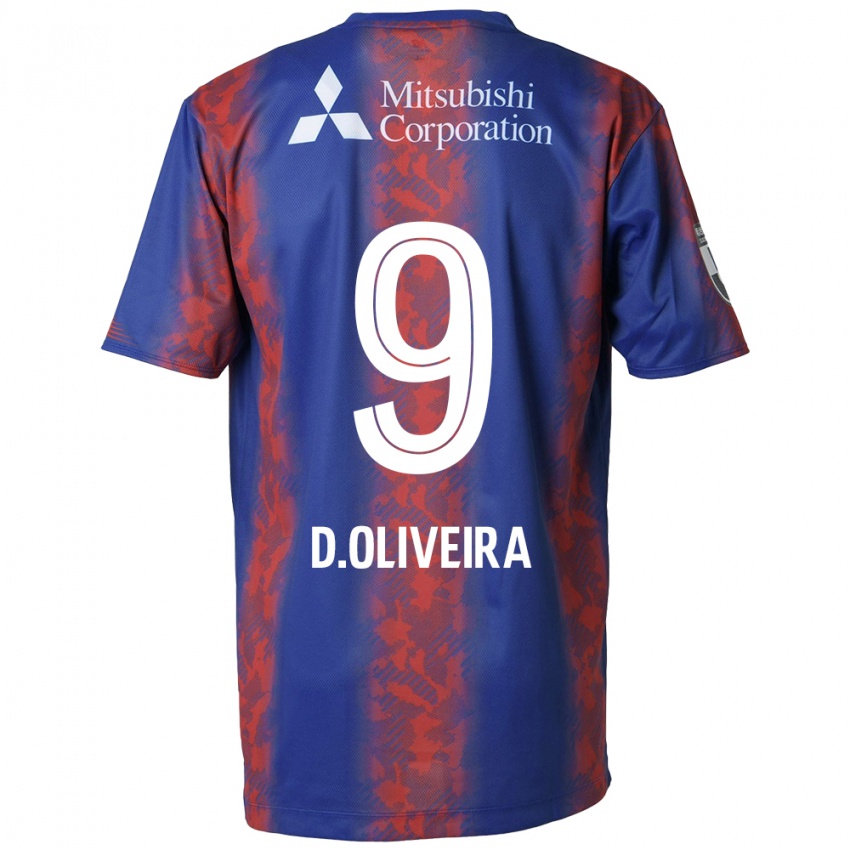 Gyermek Diego Oliveira #9 Kék Piros Hazai Jersey 2024/25 Mez Póló Ing