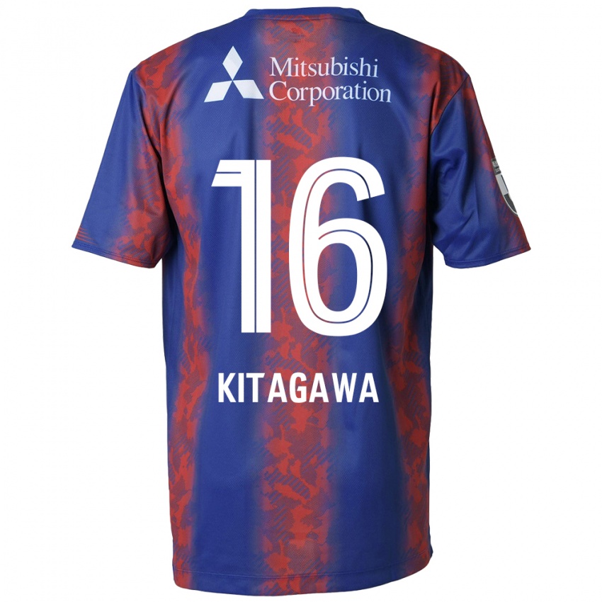 Gyermek Rento Kitagawa #16 Kék Piros Hazai Jersey 2024/25 Mez Póló Ing