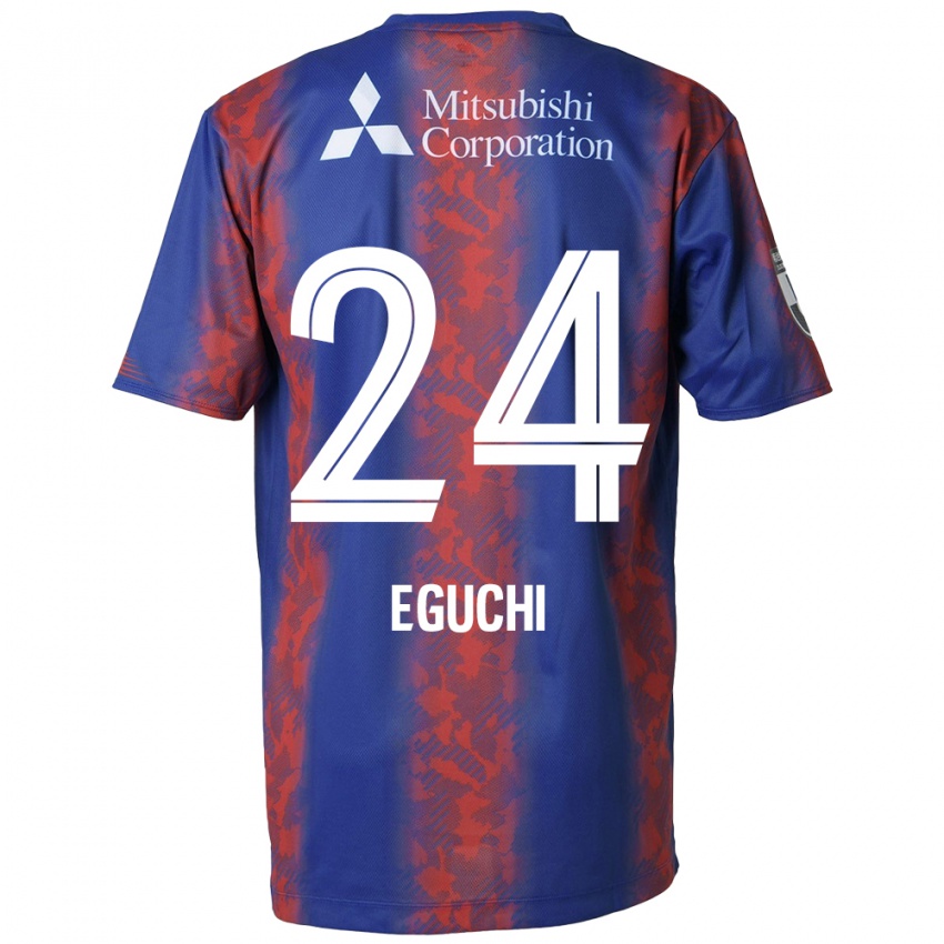 Gyermek Kaito Eguchi #24 Kék Piros Hazai Jersey 2024/25 Mez Póló Ing