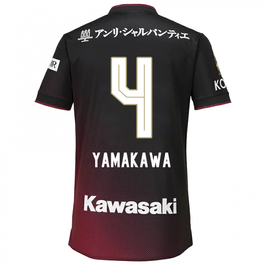 Gyermek Tetsushi Yamakawa #4 Fekete Piros Hazai Jersey 2024/25 Mez Póló Ing